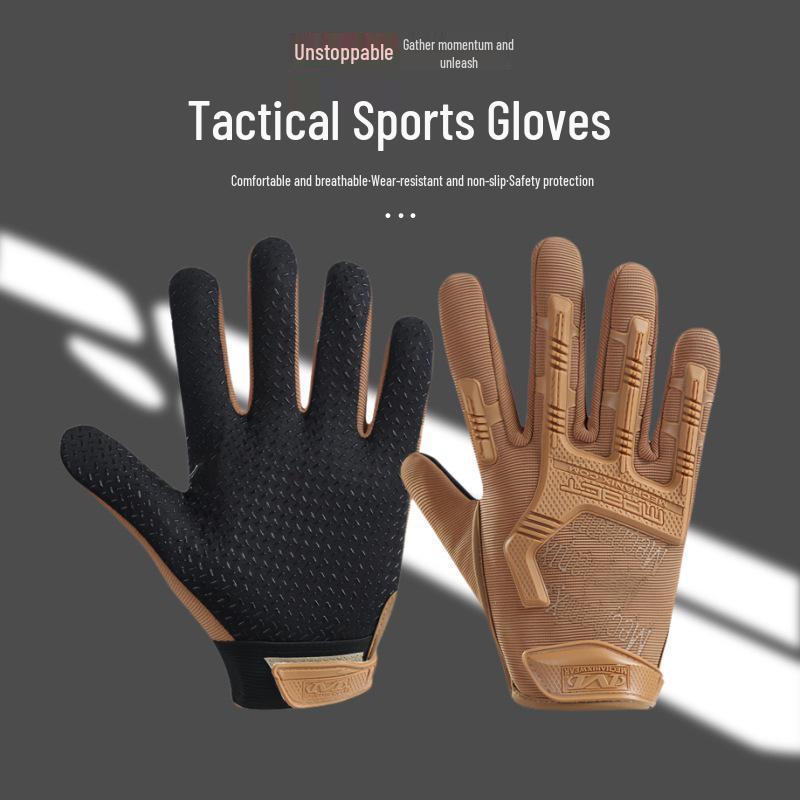 Breathable Wear-Resistant Non-Slip Tactical Gloves: Full-Finger Design for Men & Women - Perfect for Outdoor Training, Climbing, and Weightlifting.
