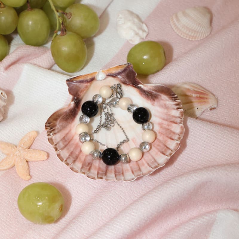 

MEENDERI BEADS CHAIN BRACELET - BLACK OS