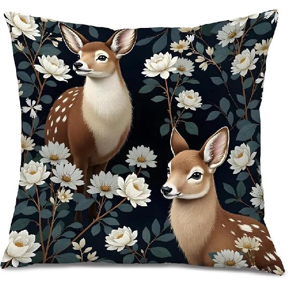 Moody Floral Dragonfly Pillow Covers 18x18, Dark Academia Decor, Dark Cottagecore Wildflower Dragonfly ect Botanical Decorative Throw Pillow Covers Color_11