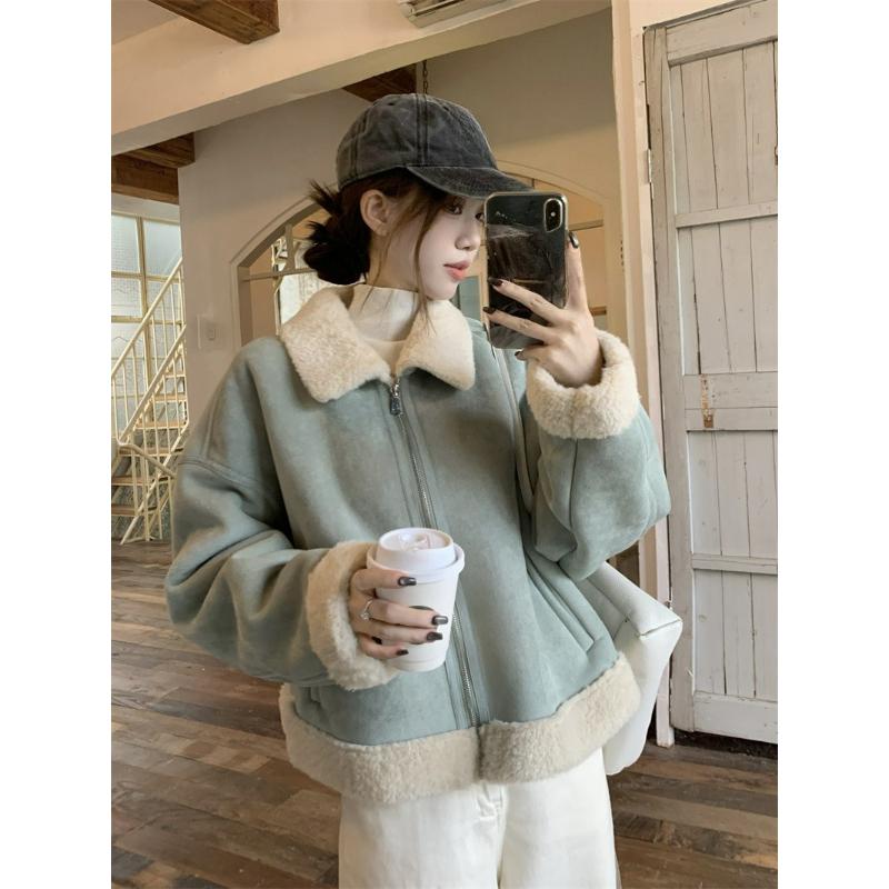 Imitation Lamb Plush Fur One-piece Jacket Women's Autumn and Winter Temperament High-end Sense of Small Fragrance Thickened Warm Top