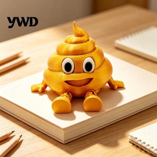 Funny Office Gadget 3D Printed Poop Figurine, Articulated Cartoon Fake Desk Toy Portable Decompression Figure with Movable Joints, Novelty Gag