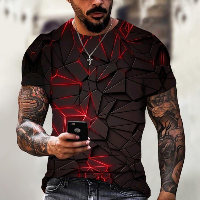 

Летний топ с круглым вырезом и 3D-принтом ужасающей магмы, модная повседневная мужская футболка с коротким рукавом XS