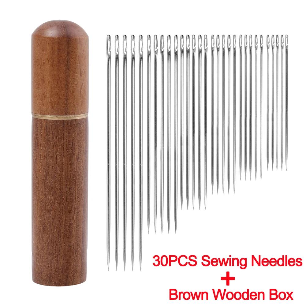 30/12Pcs Side Hole Blind Sewing Needles Stainless Steel Elderly Self Threading Needles Household DIY Beading Threading Needle