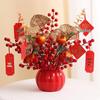 Luxurious Chinese-Style Pomegranate Fruit Arrangement: Faux Red Berries & Flowers for Living Room or Restaurant Decor