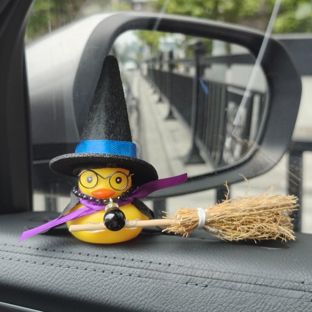Car Decor Small Yellow Duck With Harry Potter Broomstick For Cabin Interior