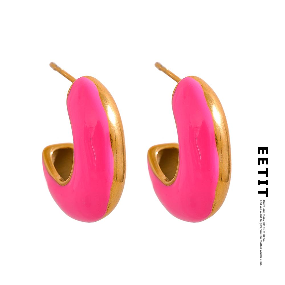 

Eetit разноцветные эмалированные серьги-обнимашки из нержавеющей стали с геометрическим рисунком, металлические высококачественные водонепроницаемые украшения для женщин Bijoux Femme