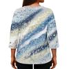 Women's Fashion Casual Three-quarter Sleeve Loose Round Neck Button Floral Print Top