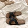 Soft waxy Q bomb~! Good texture niche kinked cross slippers women's soft soft outer wear summer ins beach cool slippers