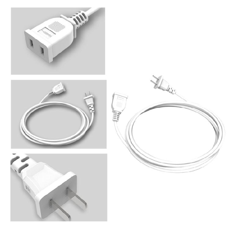 2 Prong Extension Cord US AC 2-Prong Male and Female Power Cable 750W 85-265V