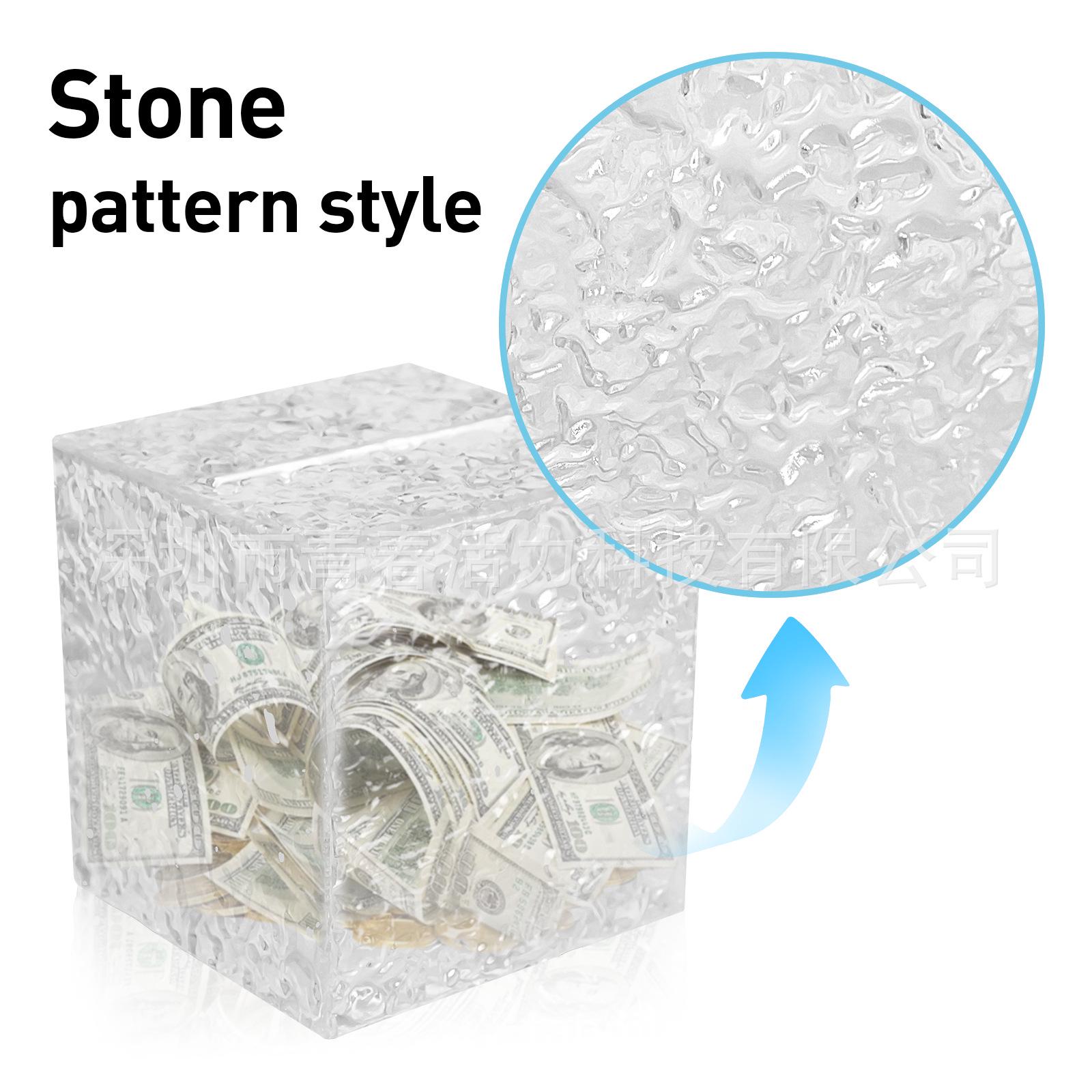 

Прозрачная акриловая копилка с узором из камней и бриллиантов 12x12x12 cm