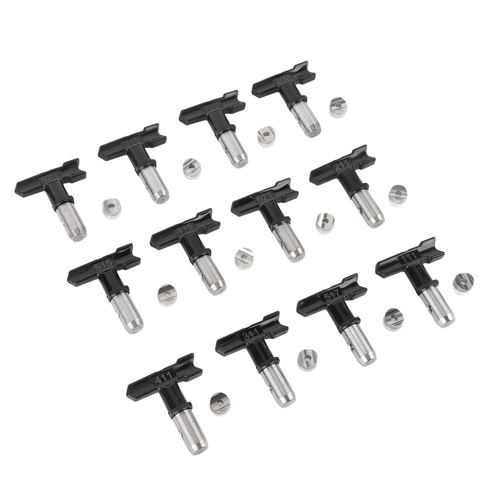 12 Sets Spray Tips Set Stainless Steel and ABS Stable Multifunctional Airless Spray Nozzles Machine