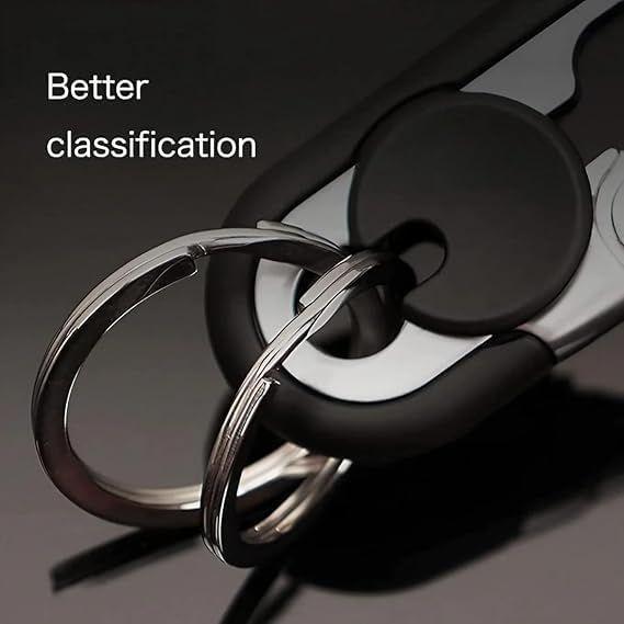 Keychain 5 IN 1 Heavy Duty Dual Metal Ring, Bottle Opener, Mobile Phone Holder,Rotate Spinner - Outdoor Carabiner Portable Key-chain For Bike & Car.