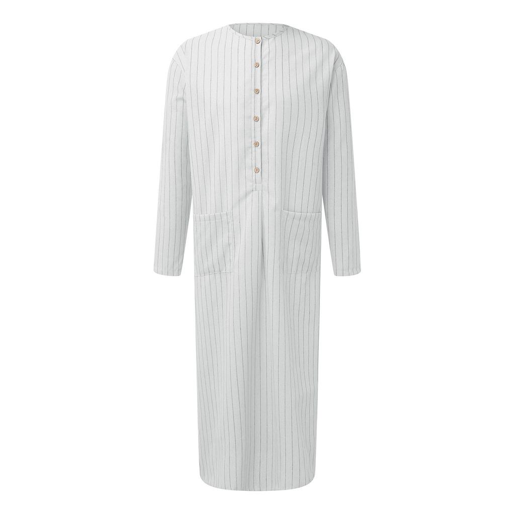 Thobe Uomo Manica Lunga In Cotone - Abito Arabo Kaftano Casual Bianco, Taglie S-XXXL (XXL)