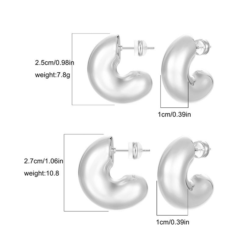 Chic C-Shaped Gold & Silver Earrings for Women - Versatile, Stylish Ear Studs with Light Luxury for European & American Styles