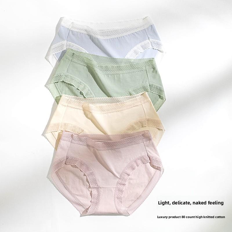 Chiloți dantela pentru femei, întrepicior antibacterian din bumbac, dorință pură, mărime mare, vară talie medie, tricot fată tânără, stil sexy subțire.