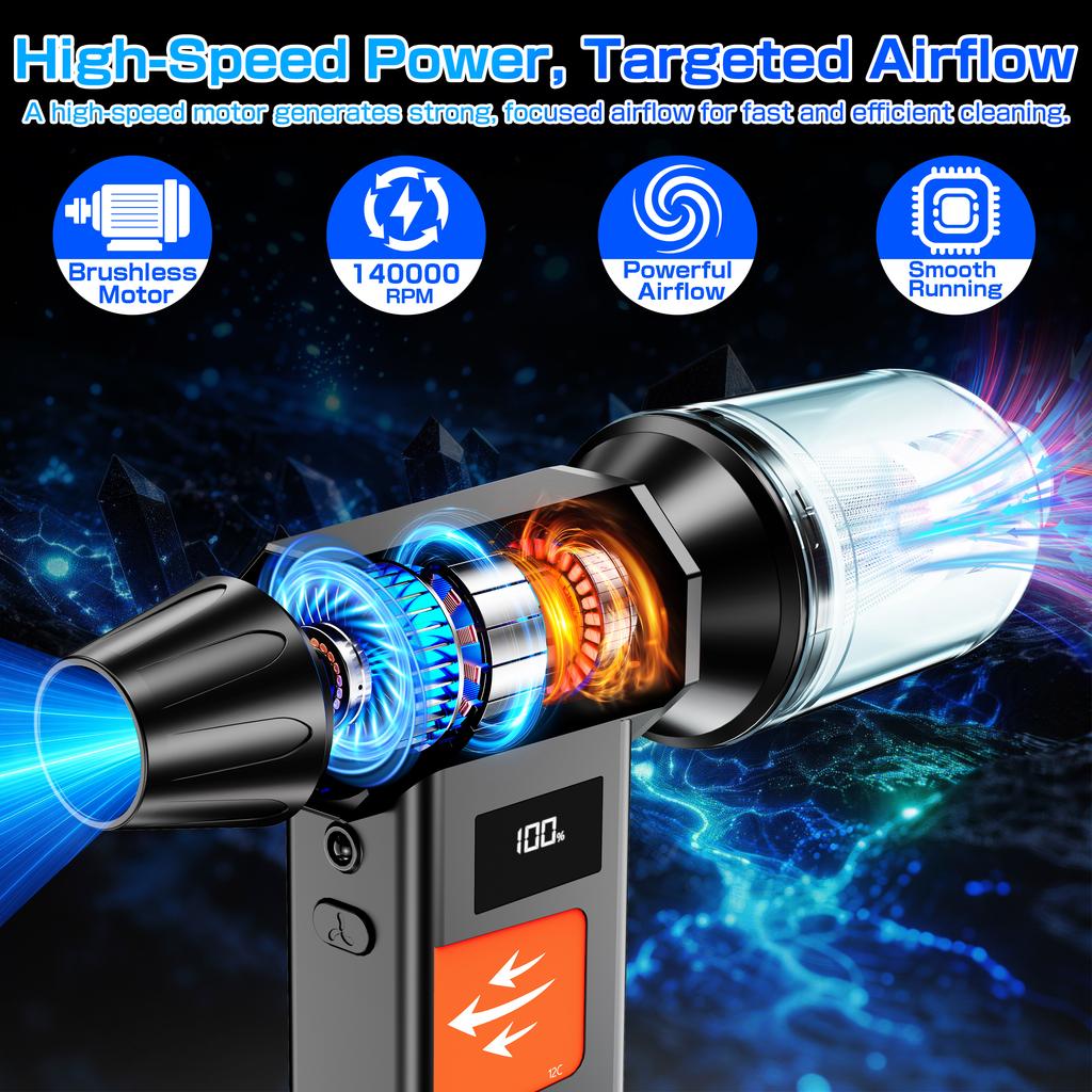 Car Violent Fan Turbo Blower With Outlet Nozzles Blow Snow Jet Fan Blow And Suction 2 In 1 110000RPM Electric Air Duster Cleaning Blowing Tool