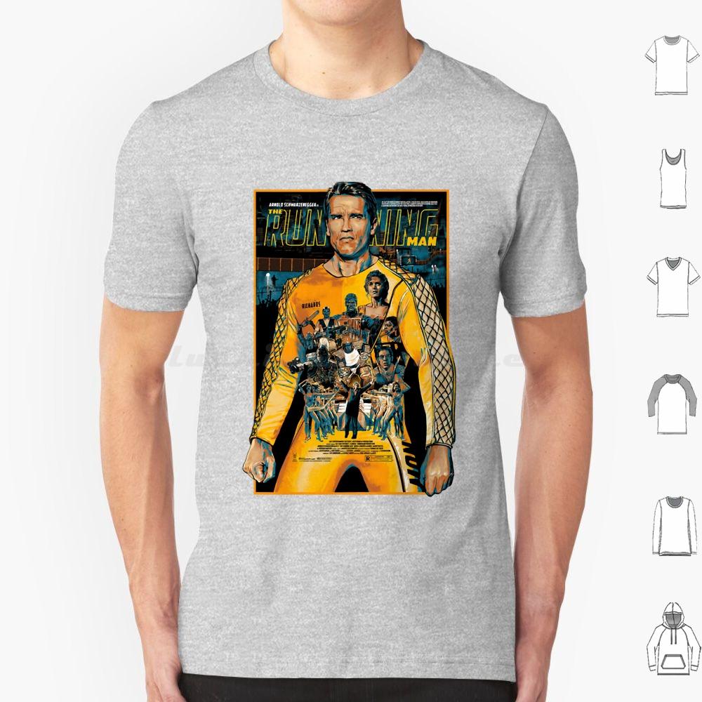 The Running Man Poster T Shirt Big Size 100 Cotton The Running Man Arnie Schwarzenegger Movie Action 80s Retro Geek Arnold