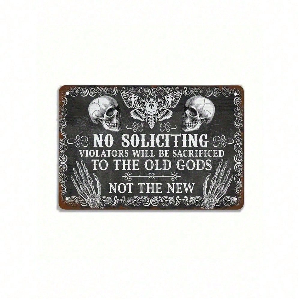 Metal Tin Sign Witch Warning Wall Decor Halloween Home Decor 8x12 Inch 20x30cm разноцветный
