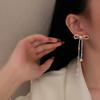 Diamond Bow Tassel Exaggerated Temperament High-End Design Stud Earrings