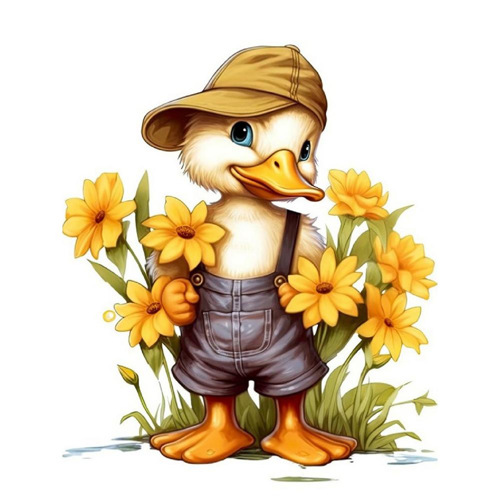 2pcs 5D DIY Full Round Drill Diamond Painting Duck In a Hat Kit Decor 30x40cm