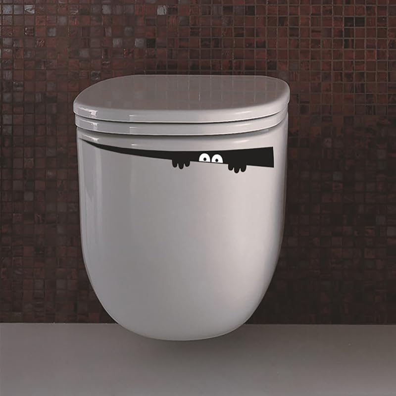 Blalck 3D Toilet Monster Peep Art Decal -Funny Bathroom Seat Decor Removable Sticker -Cute Toilet Lid Decals