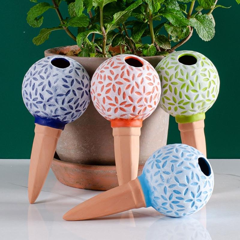 4 st Självvattnande Planteringsinsats Växtvattningsglober Terrakotta Vattningsspikar Automatisk Vattenbevattningsanordning