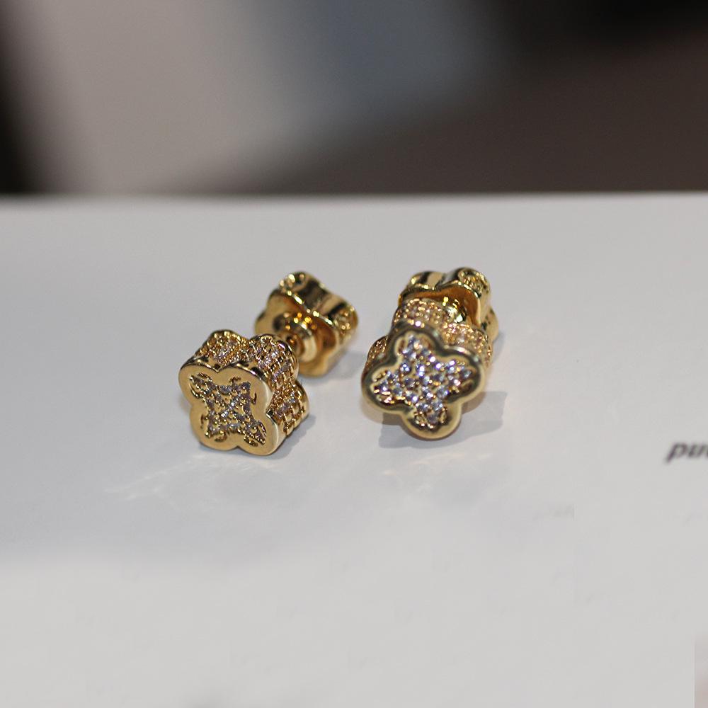 Damen High-End Modeschmuck 925er Silber Stecker mit elegantem Vorder- und Rückseitendesign