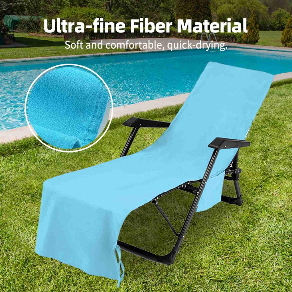 Lounge Chair Towel Cover Beach Chair Cover Ultrafine Fiber with Pockets Extra Long Beach Towels Salon Chair Cover