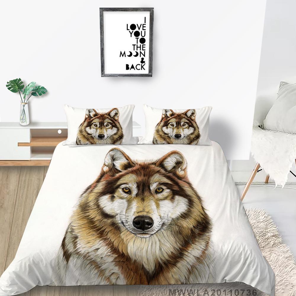 2023 New Style King Size Bedding Animals Home Bedclothes High Quality 3D Wolf Printed Luxury Comforter Cover Set with Pillowcase