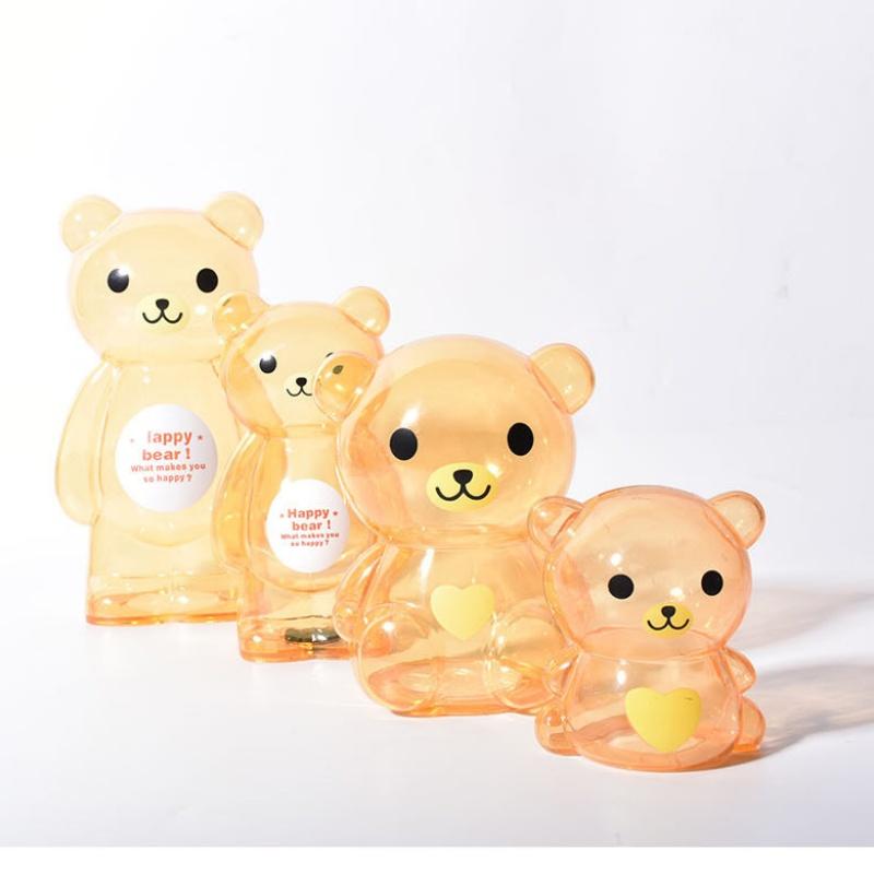 Plastic Coin Piggy Banks Bear Piggy Shape Transparent Cartoon Money Bank Creative Gift for Kids Perfect for Kids Birthday Gift