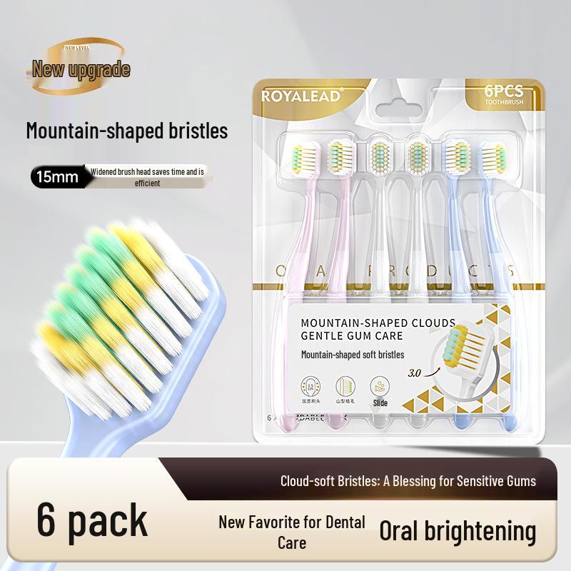 Sam's Style Misi Rou Adult Toothbrush Set - 6pcs Ultra-Fine Soft Bristle for Gum Care