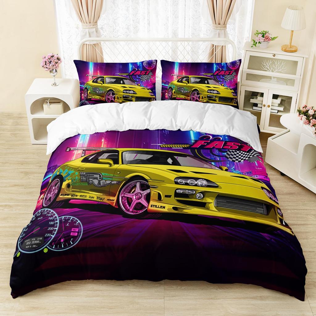 Boys Sports Car Bedding Set Twin Race Car Duvet Cover For Kids Teens Room DecorRacing Cars Bed Set