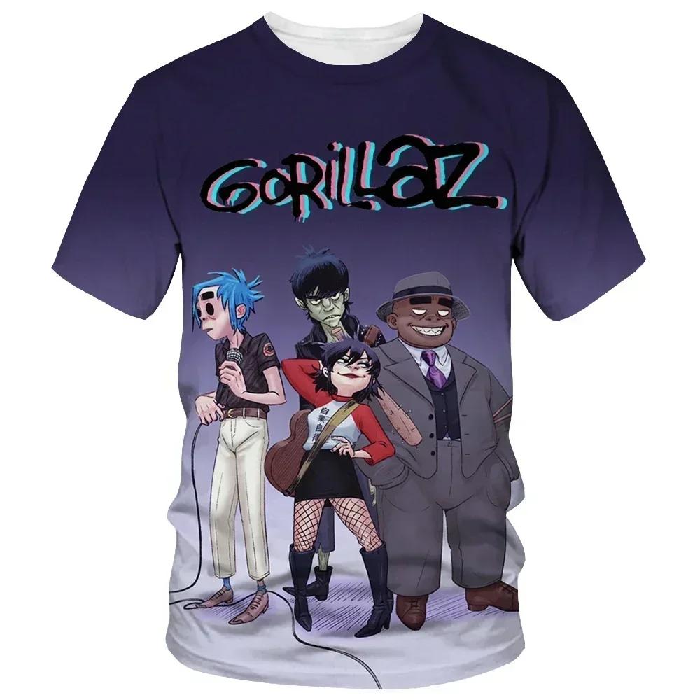 From cartoon to fashionable Gorillaz 3D printed new Tshirt Harajuku style casual short sleeved hiphop Tshirt for men and wom