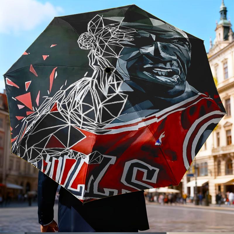 Michael basketball Artwork Printed Mini Umbrella, 5-Fold, Lightweight, Retractable Umbrella Features 8 Ribs, Ideal for Outdoor Use Fan Gifts