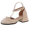 French Bow Thick Heel Mary Jane Shoes Female 2025 Summer New Fairy Style with Skirt High Heels Fashion Sandals
