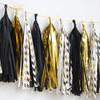 NICROLANDEE Black Gold Graduation Party Decorations, 15PCS Black Gold Tissue Paper Tassel Garland for Birthday, Wedding, Bridal Shower, Bachelorette