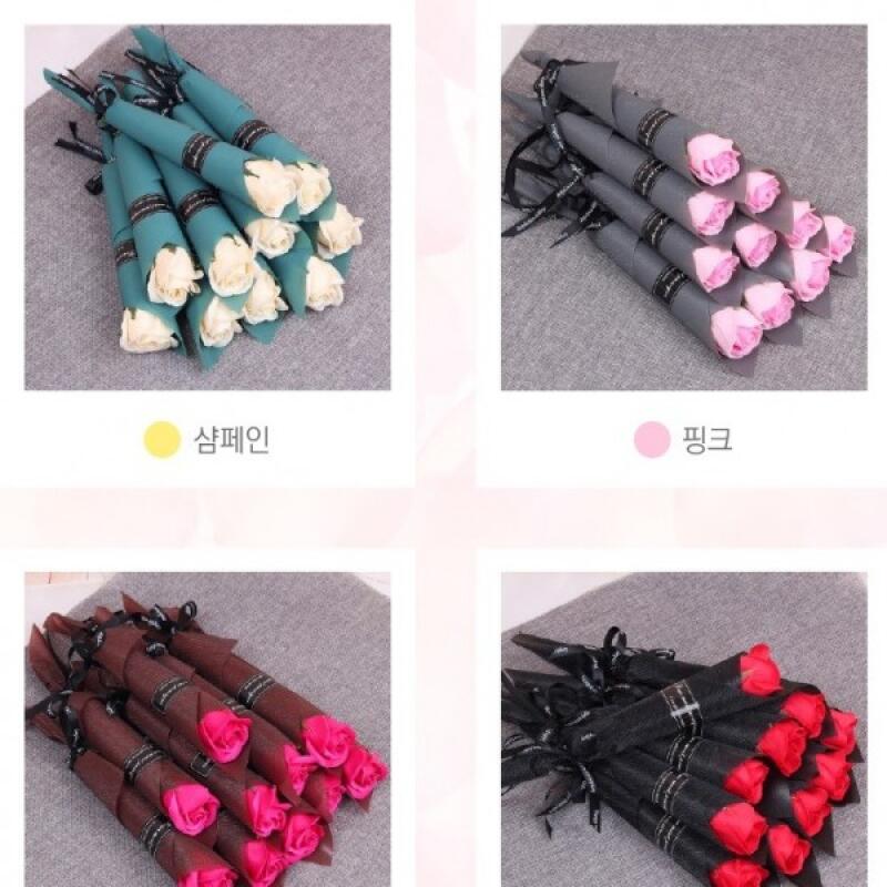 A bouquet of 10 soap roses in a flower basket One Rose (Bunch of 10) Red