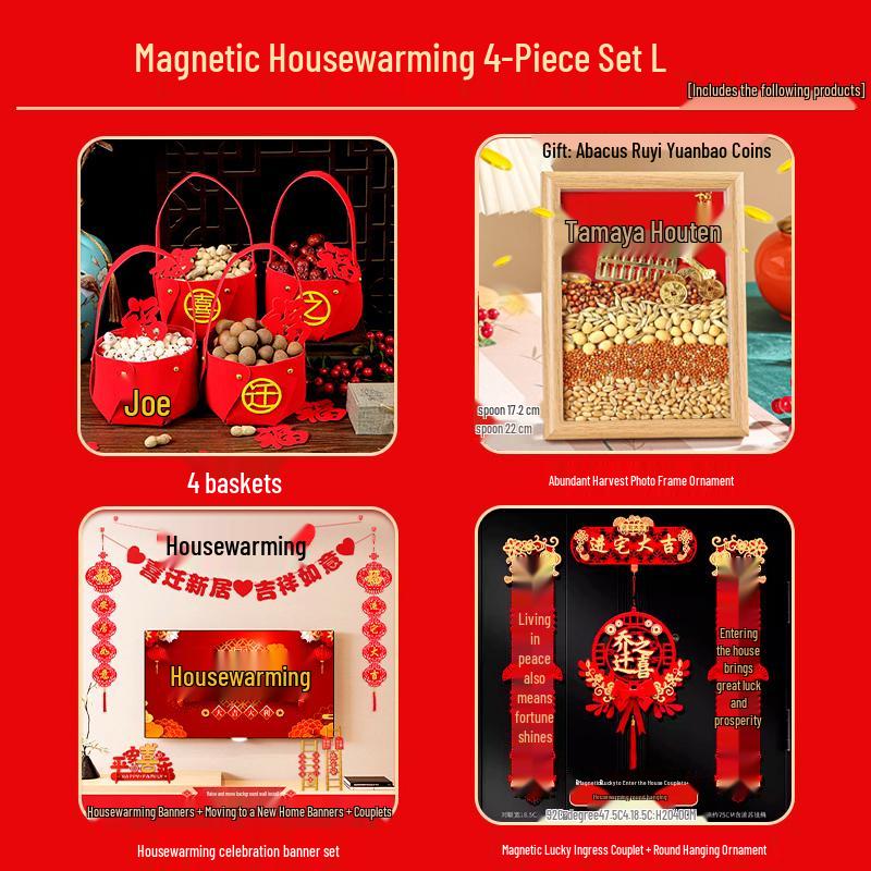 Auspicious Housewarming Magnetic Couplets for New Home Decor with New Year's Blessings