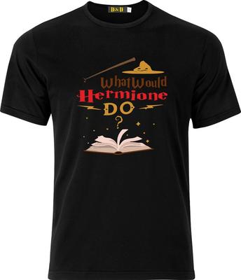 Was würde Hermine tun Vollfarbig D.T.F Schwarzes Baumwoll-T-Shirt