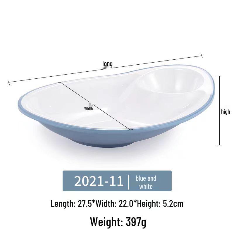 Melamine Divided Plate with Vinegar Dish for Dumplings, Shrimp, Cold Dishes, Snacks.