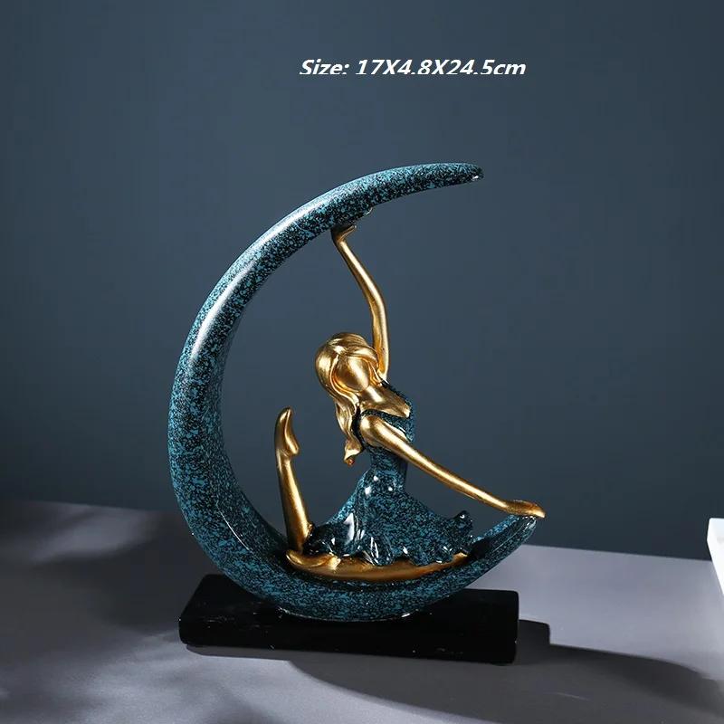 Moon Girl Figure Ballet Dancer Statue Living Room TV Cabinet Decoration Ornaments Birthday Gifts Artware Home Decor Figurines
