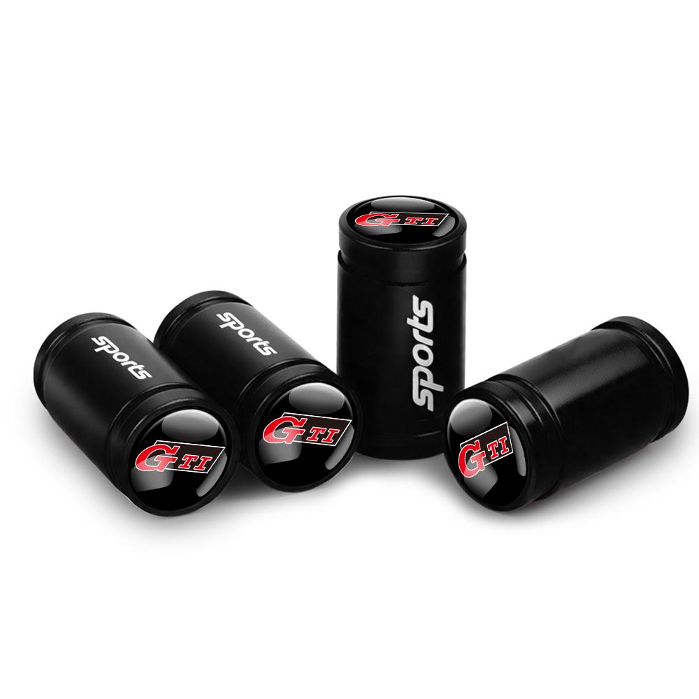 4Pcs Car Metal Wheel Tire Air Valve Dust Caps Accessories With Logo For Volkswagen Golf Rline Passat GTI Sagitar Scirocco Tiguan