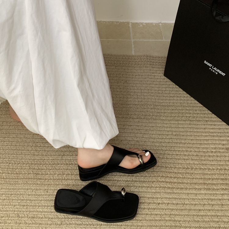 Wedge Heel Slippers Pinch Sandals Women's Shoes Summer Wear Beach Shoes Silver Sandals Roman Shoes Women's Shoes