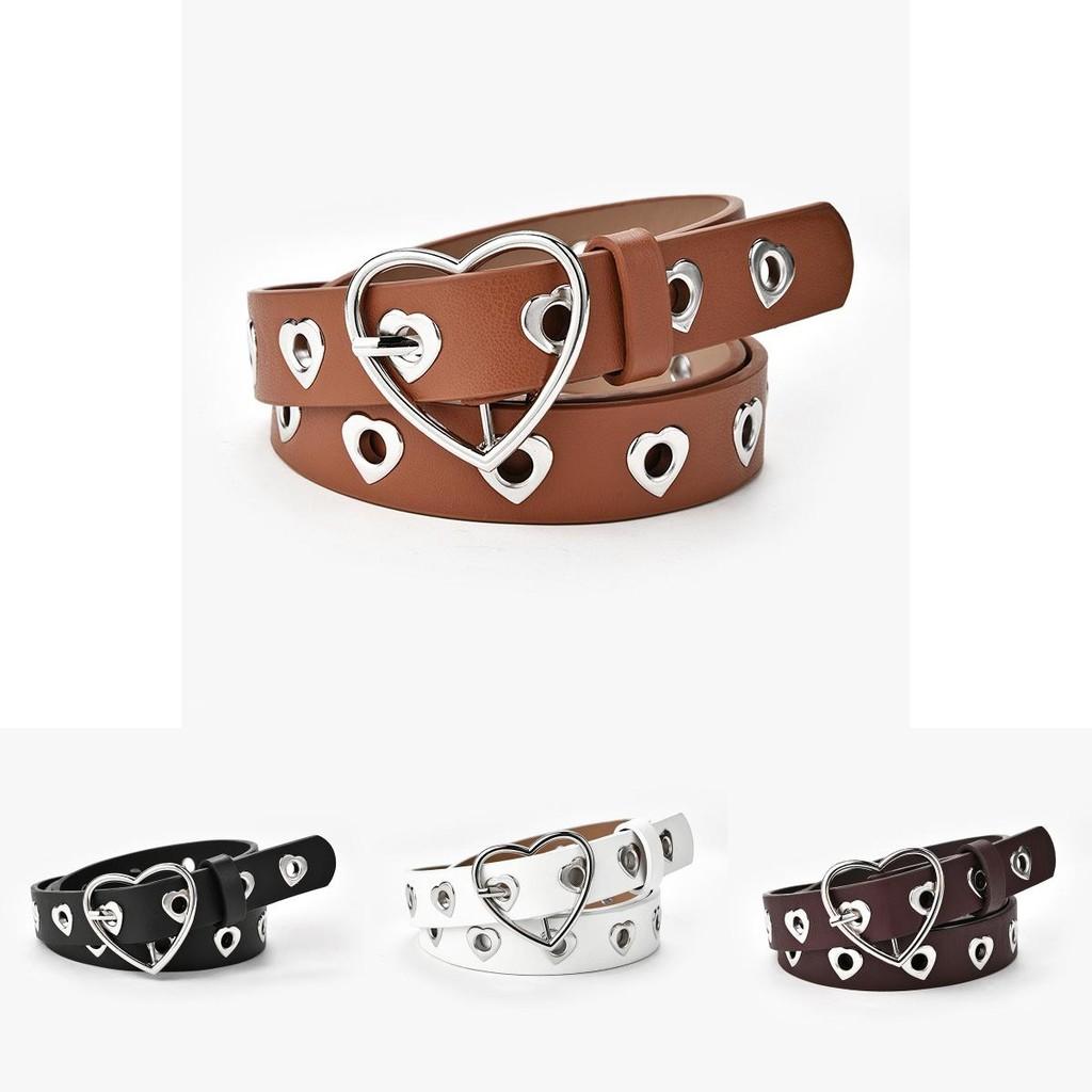 Fashionable Design Heart Decorative Womens Jeans Belt Made Of Faux Leather With Eyelet Details In Elegant Options Color