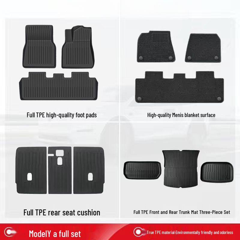 Right-Hand Drive Tesla Model Y/3 Refresh Foot Pad Carpet for Hong Kong - Front & Rear Trunk