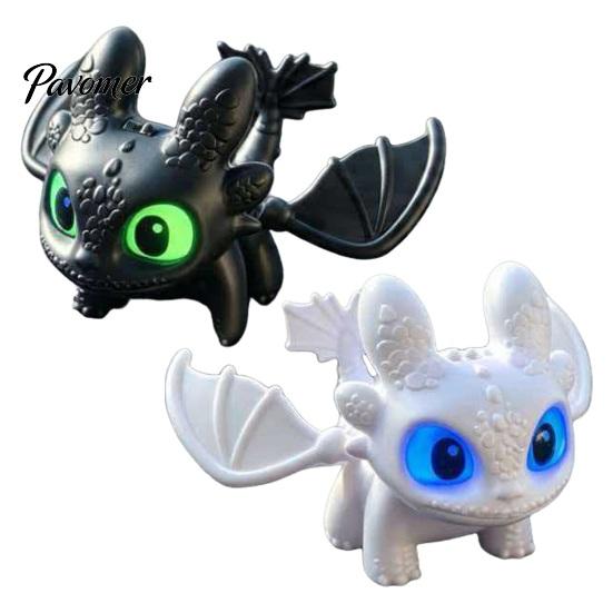 Detailed PVC Craft Statue Dragon Car Dashboard Ornament, Flapping Wings LED Flashing Eyes Keychain Glowing Eye Action Figure with Motion Sensor,