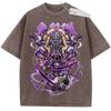 Vintage Washed TShirt One Piece Anime Luffy Sun God Nika Gear  Print Oversized Streetwear for Casual Daily Campus