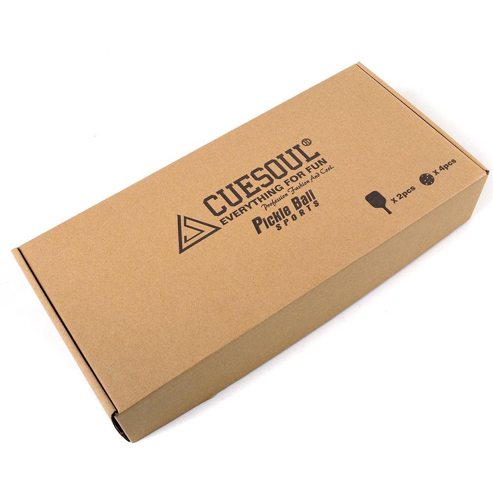 CUESOUL Basswood Pickleball Paddle Bundle Set (2 Paddles + 4 Balls + 1 Carrying Bag)