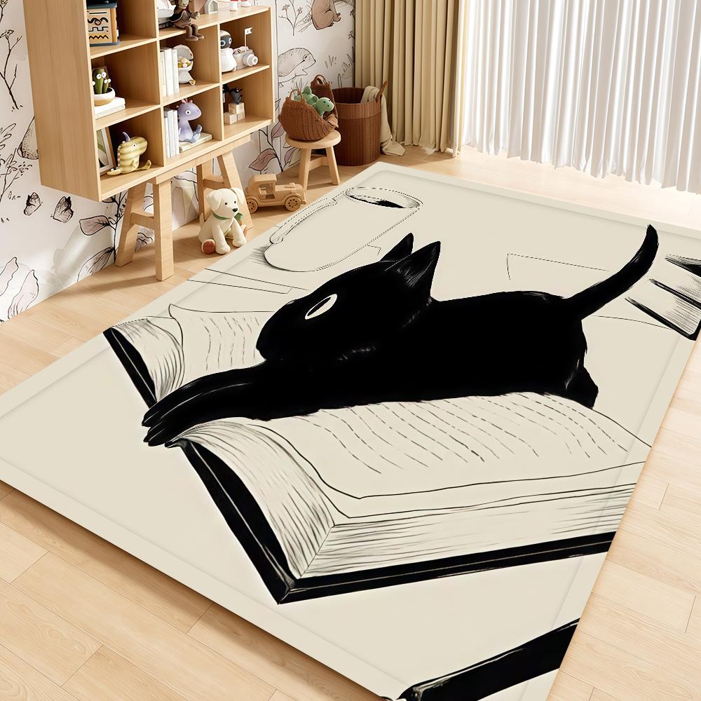 Door Naughty Mat Bedside Entrance Bath Kawaii Cute Floor Decoration Corridor Door Mat Cat Black Carpet Living Room Balcony