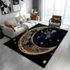Golden Ornate Moon with Stars Design Patterned carpet a non slip rug suitable for all seasons and any setting, gift